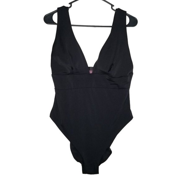 Victoria's Secret Other - Victoria's Secret Black Deep V Neck Plunge Swimsuit size XXL